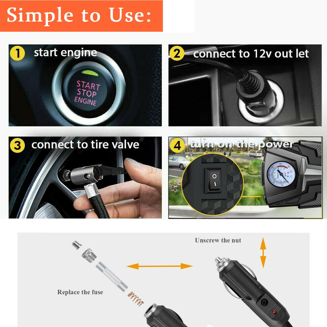 Portable Tire Inflator Compressor Air Car Pump