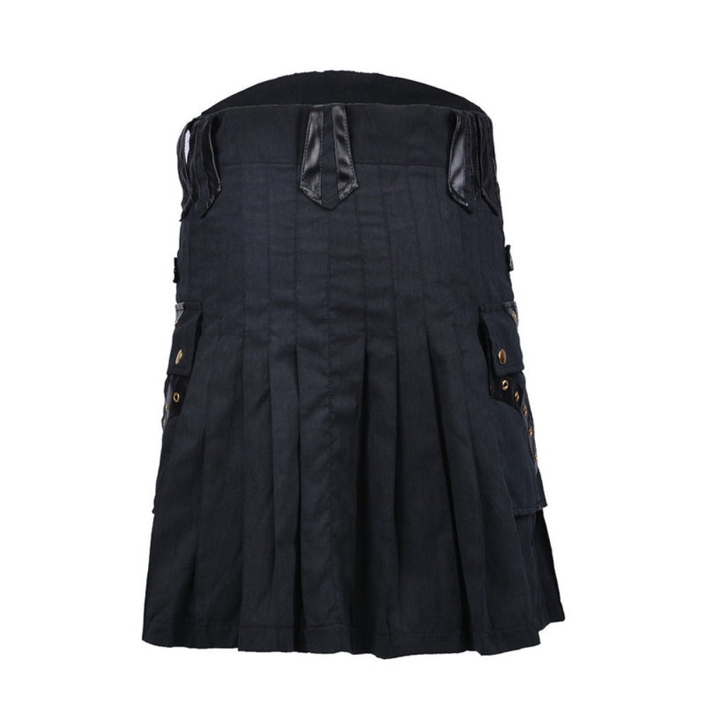 Mens Black Utility Kilt Costume