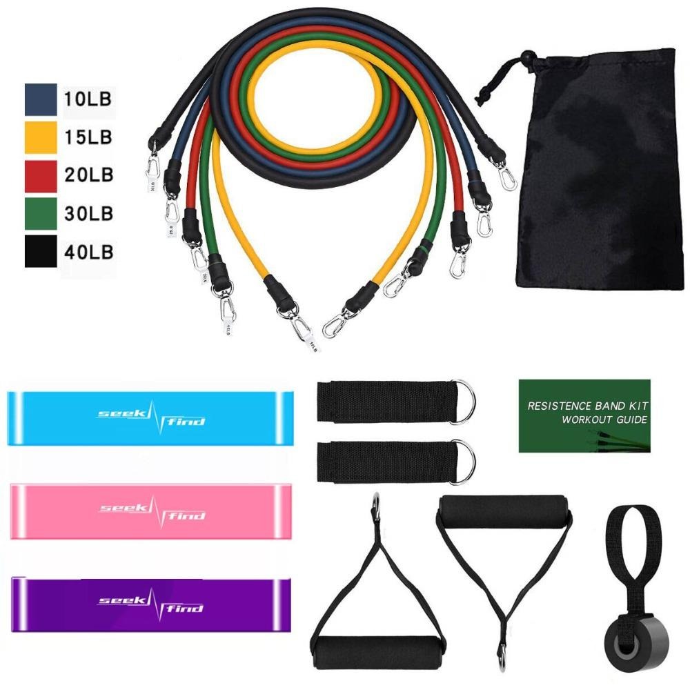 17Pcs Resistance Bands Set Expander Yoga Exercise Fitness Rubber Tubes Band Stretch Training Home Gyms Workout Elastic Pull Rope