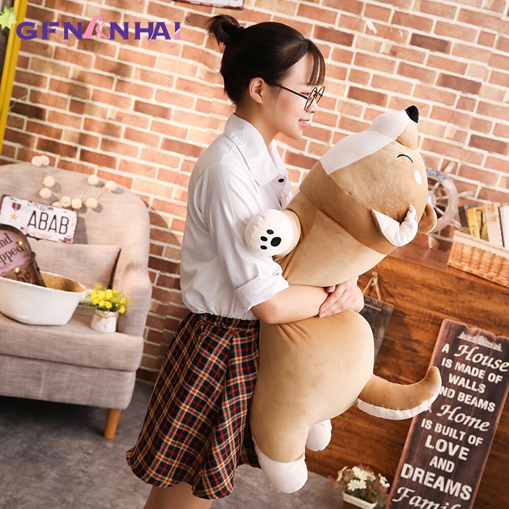 Soft Lying Stuffed Dog Toy Cushion