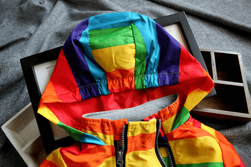 Hooded Rainbow Coat For Kids Rain Proof Jacket