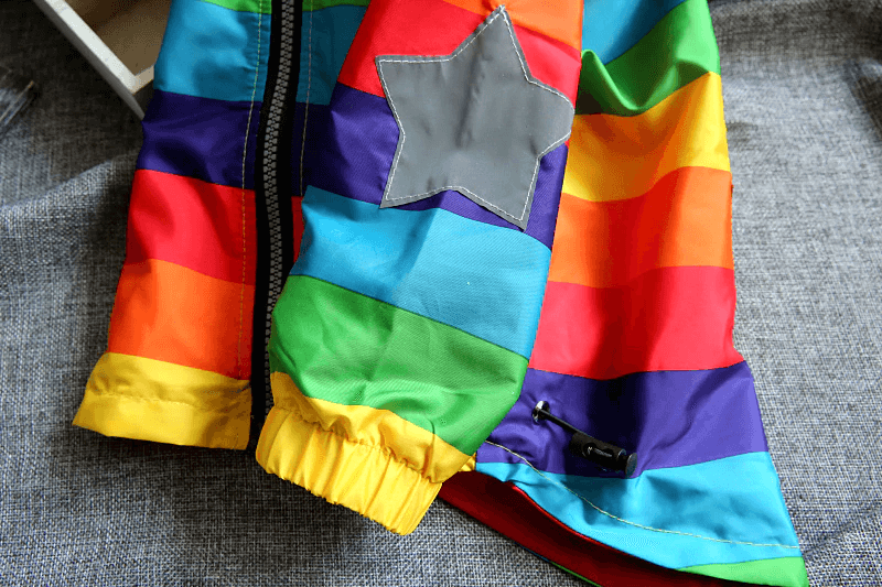 Hooded Rainbow Coat For Kids Rain Proof Jacket