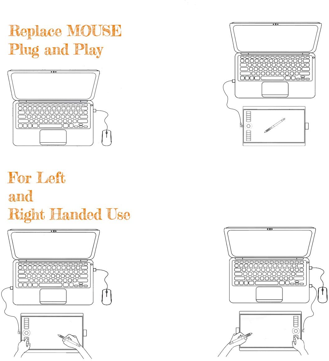 Graphic Drawing Tablet with Battery Free Stylus Pen 10 X 6.25 Inches