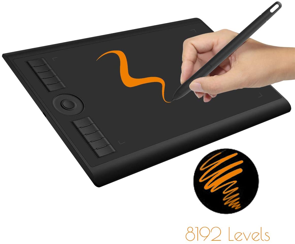 Graphic Drawing Tablet with Battery Free Stylus Pen 10 X 6.25 Inches