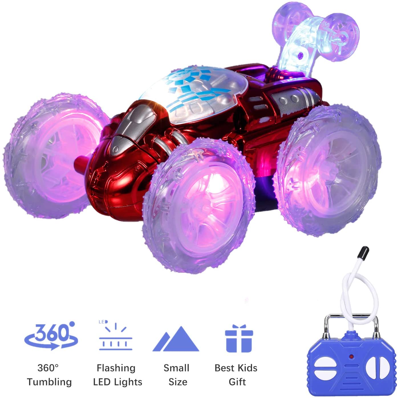 Remote Control Stunt Car RC Car Toy with Flashing LED Lights 360°