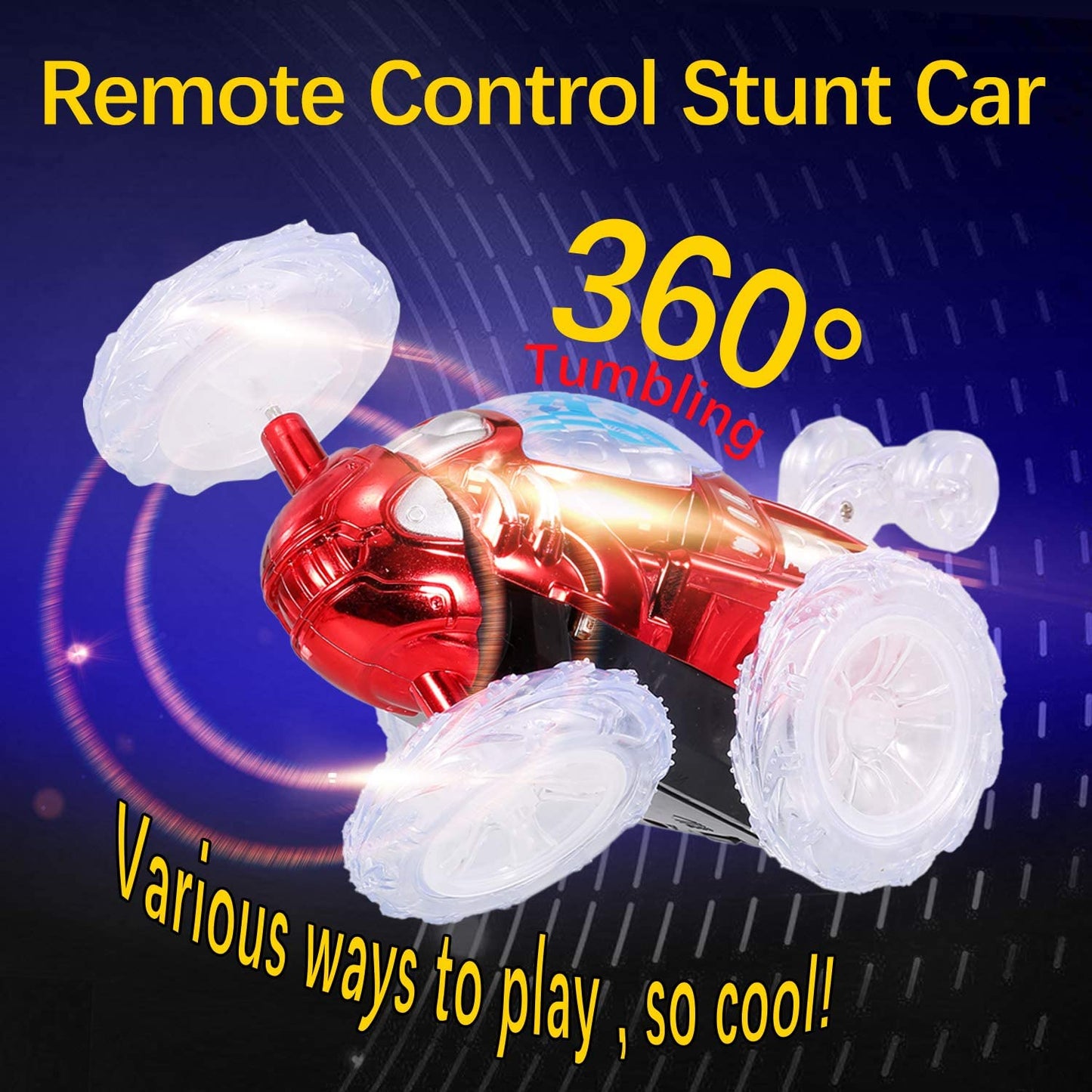Remote Control Stunt Car RC Car Toy with Flashing LED Lights 360°