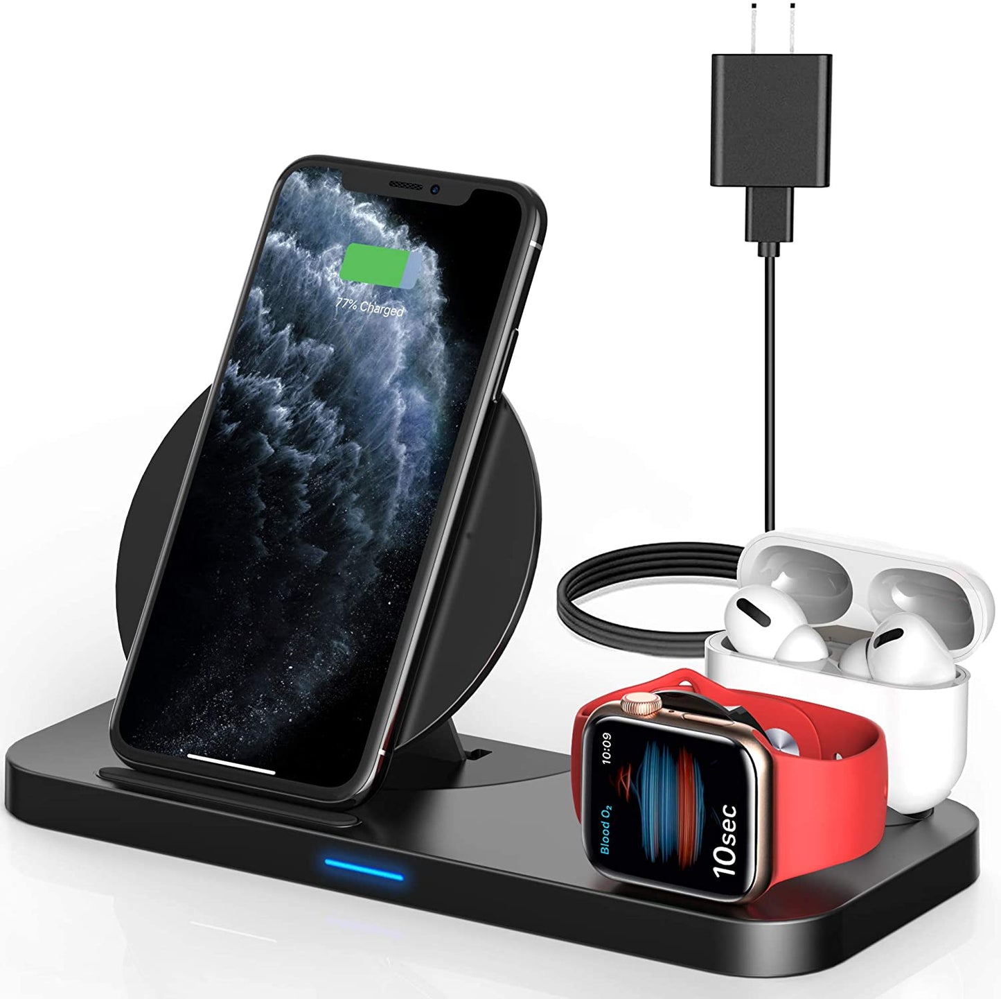 3 In 1 Qi Fast Wireless Charging Smart Station Dock