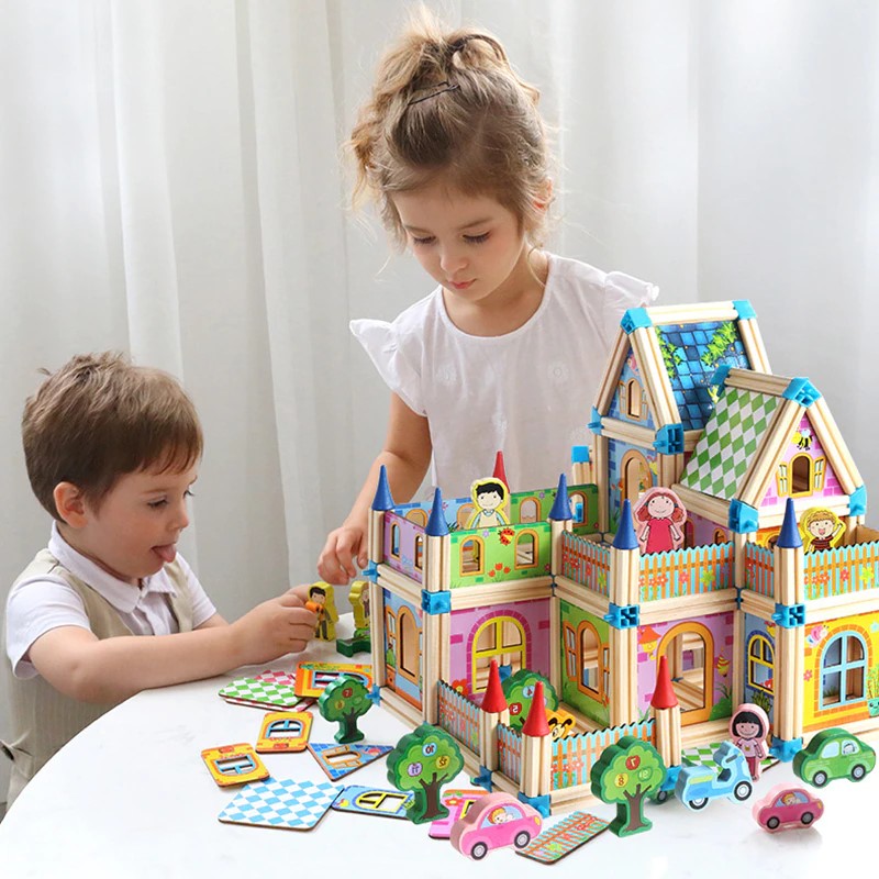 Montessori Wooden Castle Blocks