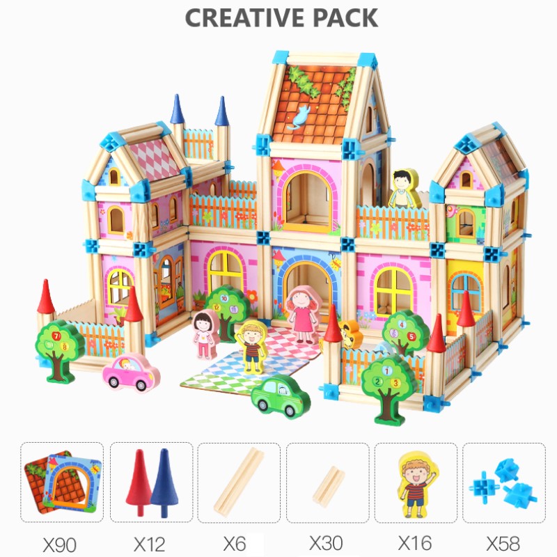 Montessori Wooden Castle Blocks