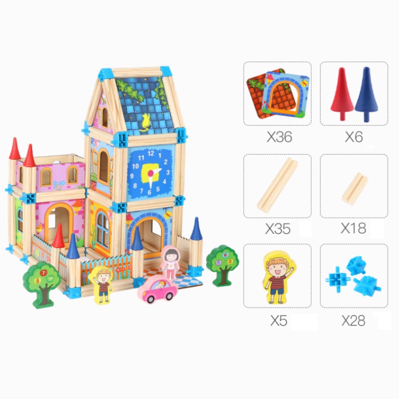 Montessori Wooden Castle Blocks