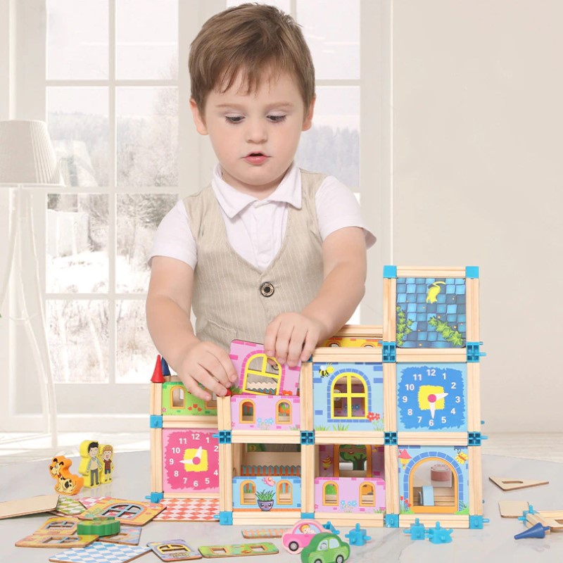 Montessori Wooden Castle Blocks