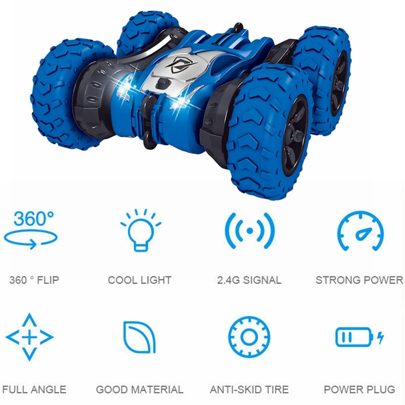 RC Stunt Car Drift Buggy Rock Crawler Roll Car Double-sided Flip Tank Mini Rollover Toy