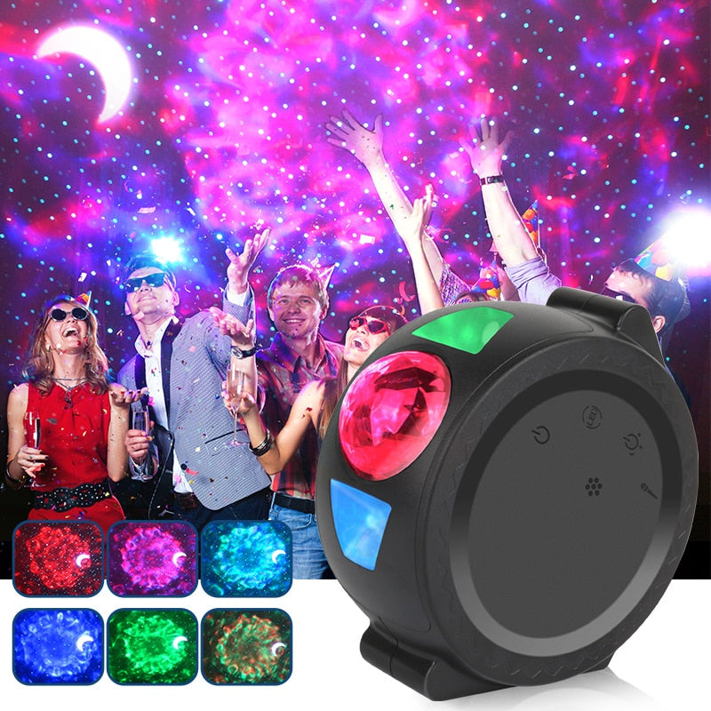 Starry Sky Projector Star Night Light Projection 6 Colors Ocean Waving Lights 360 Degree Rotation Night Lighting Lamp for Kids