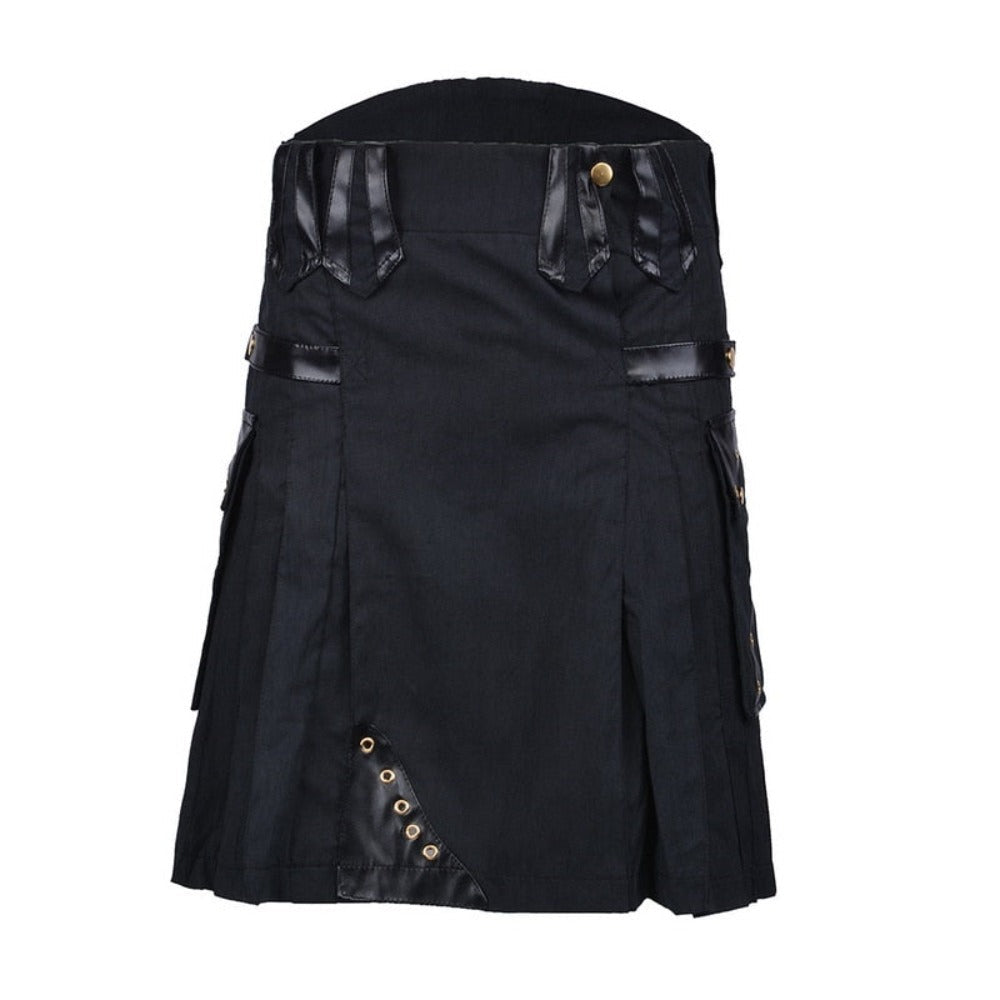 Mens Black Utility Kilt Costume