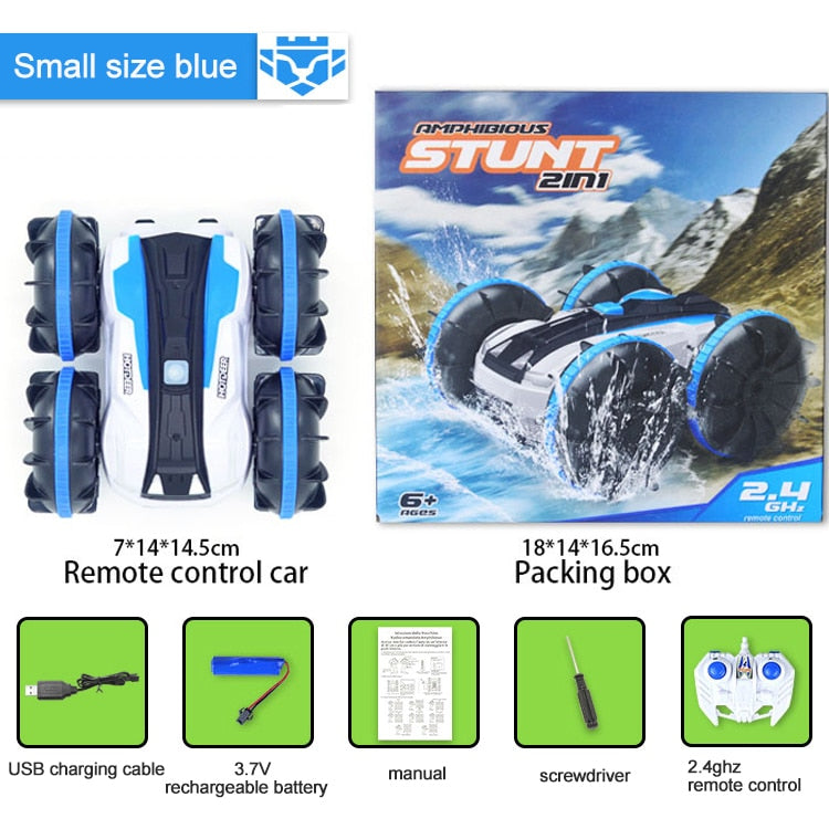 360 Rotate Rc Cars Remote Control Stunt Car 2 Sides Waterproof Driving On Water And Land Amphibious Electric Toys For Children