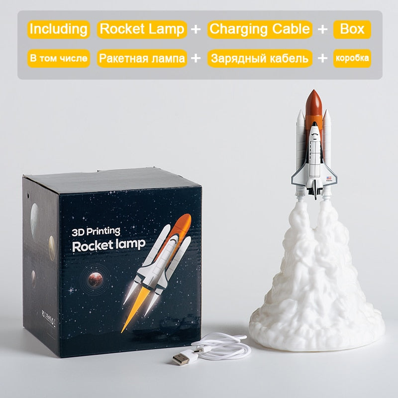 2019 New Dropshipping Space Shuttle Lamp and Moon lamps In Night Light By 3D Print For Space Lovers Rocket Lamp