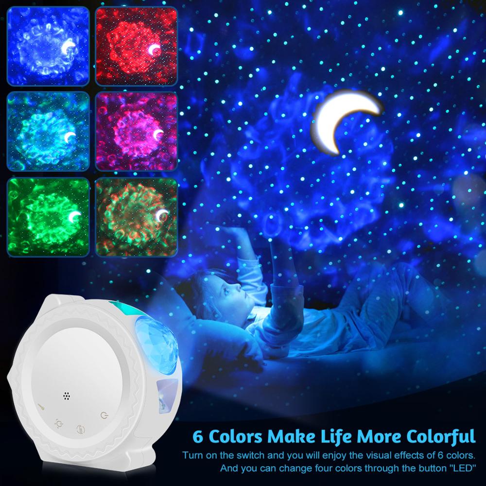 Starry Sky Projector Star Night Light Projection 6 Colors Ocean Waving Lights 360 Degree Rotation Night Lighting Lamp for Kids