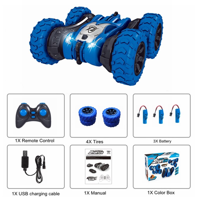 RC Stunt Car Drift Buggy Rock Crawler Roll Car Double-sided Flip Tank Mini Rollover Toy