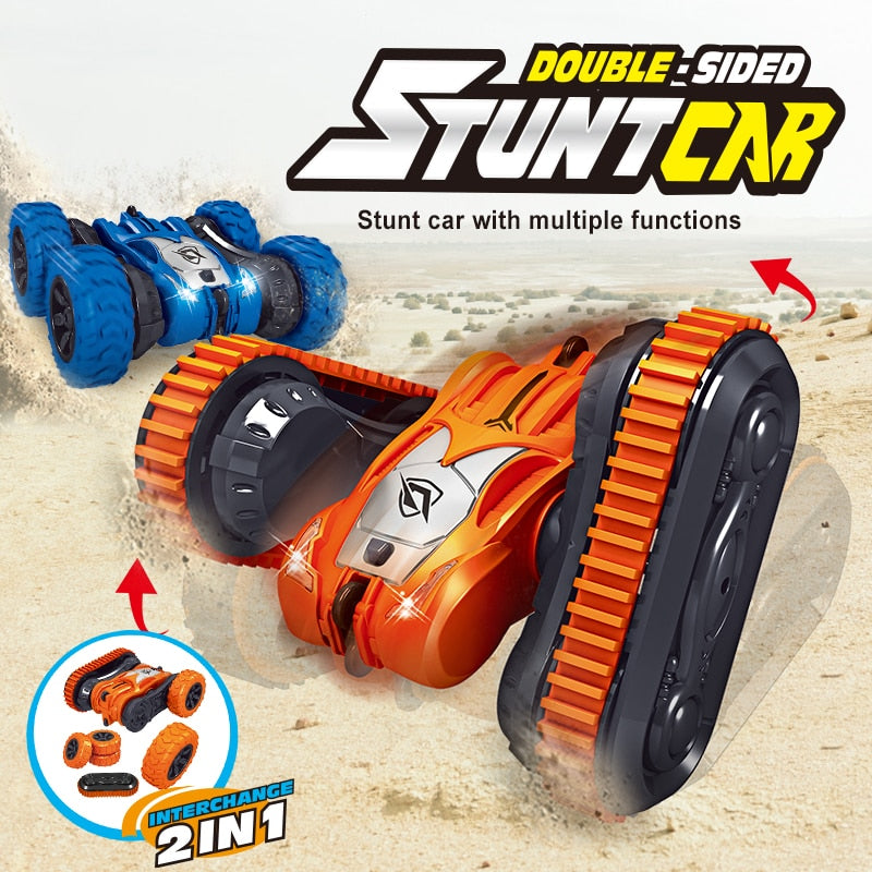 RC Stunt Car Drift Buggy Rock Crawler Roll Car Double-sided Flip Tank Mini Rollover Toy