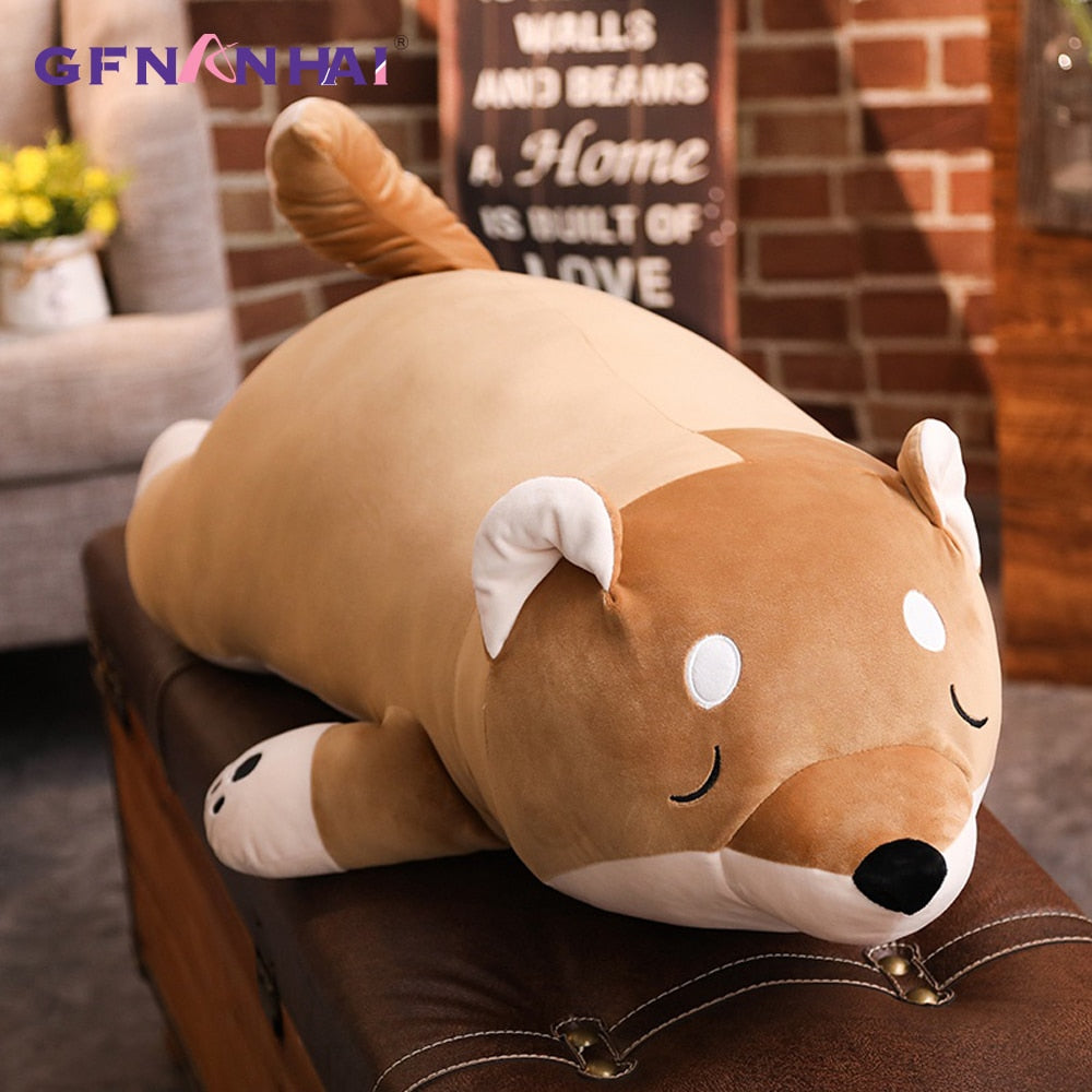 Soft Lying Stuffed Dog Toy Cushion