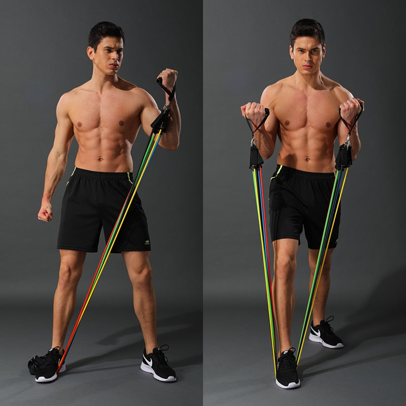 11 Pcs/Set Latex Resistance Bands Crossfit Training Body Exercise Yoga Tubes Pull Rope Chest Expander Pilates Fitness with Bag