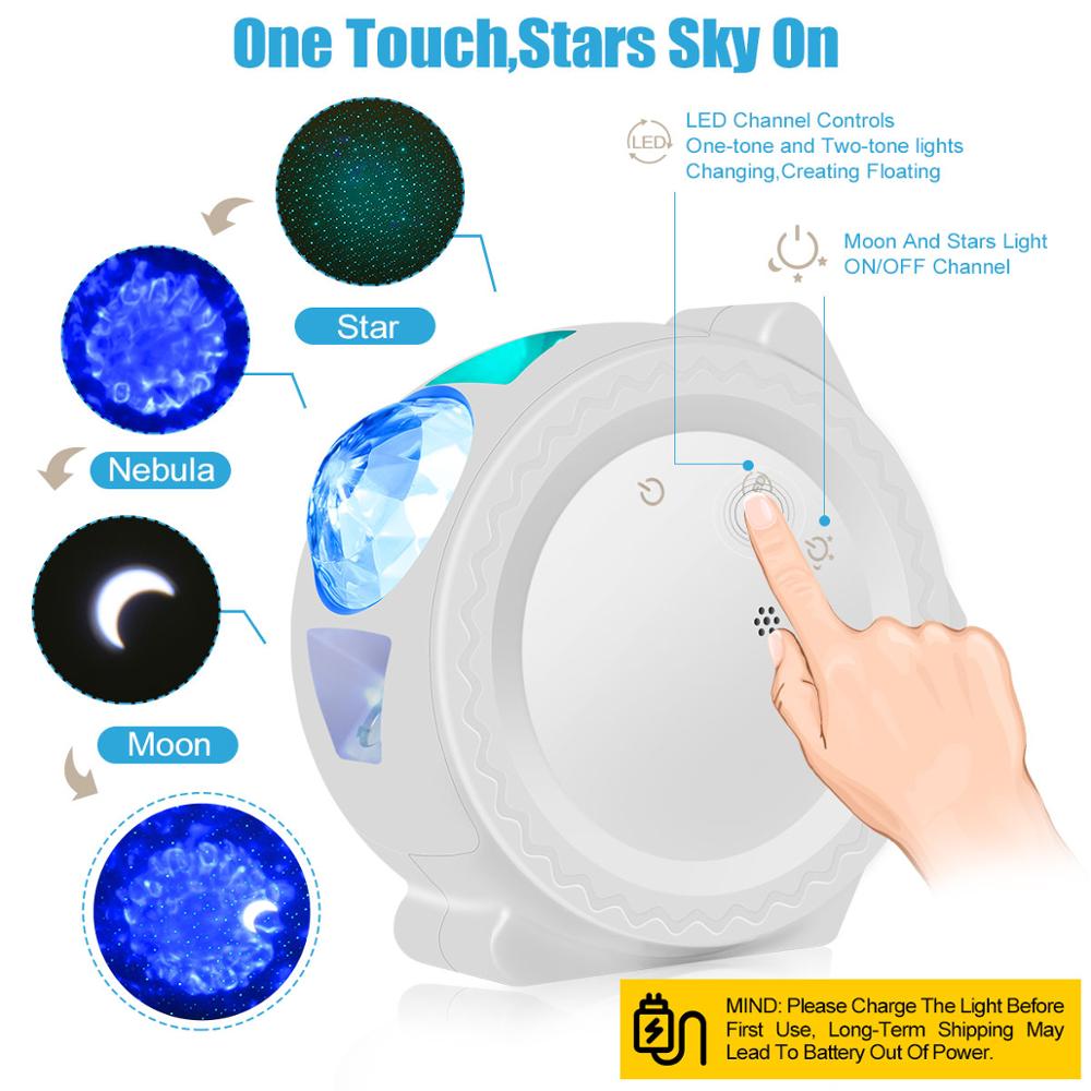 Starry Sky Projector Star Night Light Projection 6 Colors Ocean Waving Lights 360 Degree Rotation Night Lighting Lamp for Kids