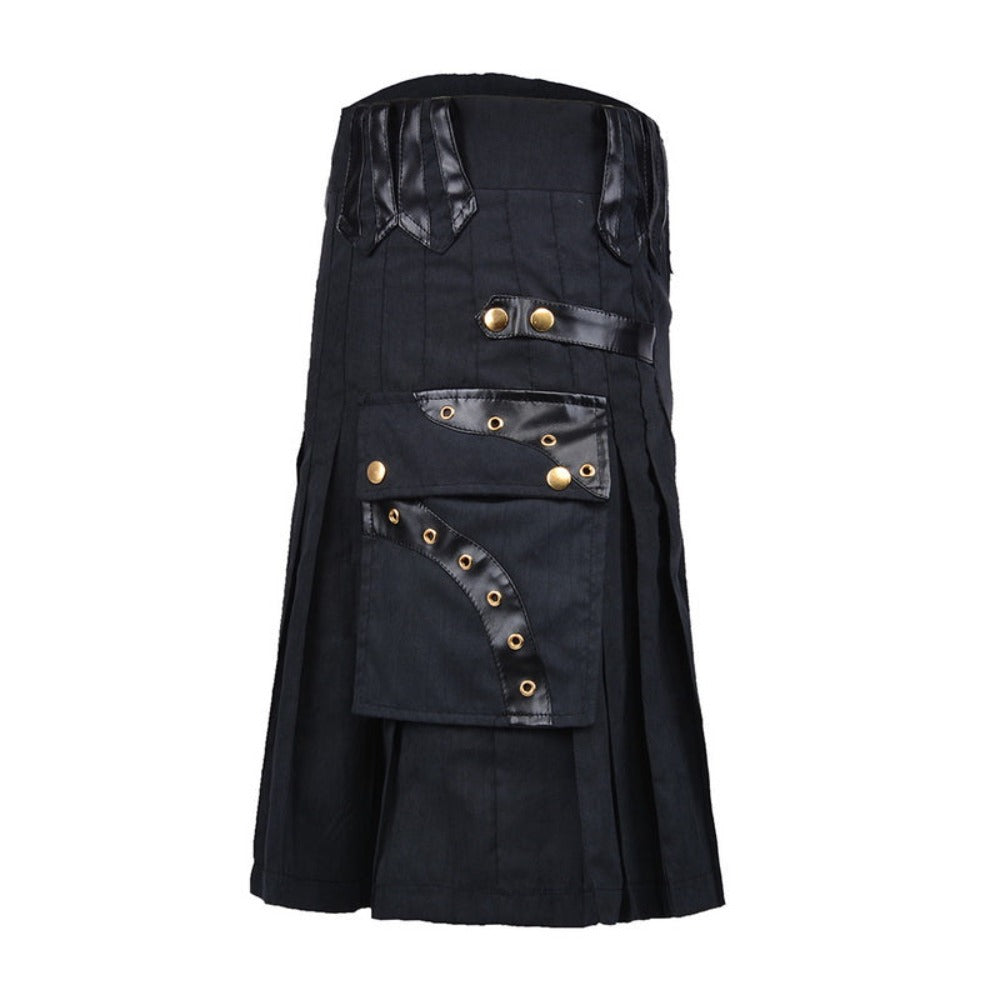Mens Black Utility Kilt Costume