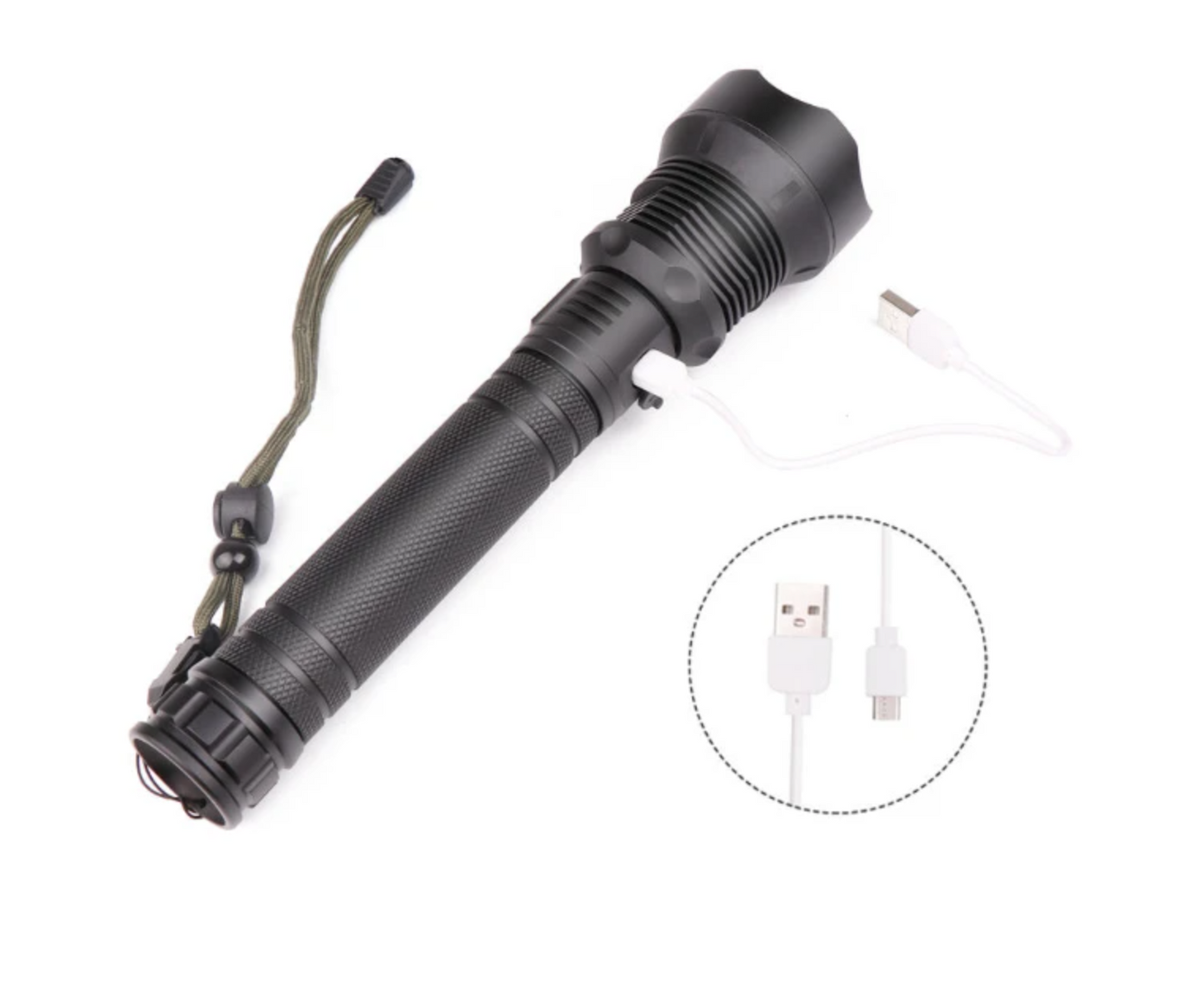 1282 LED 3 Mode USB Rechargeable Telescopic Zoom Flashlight