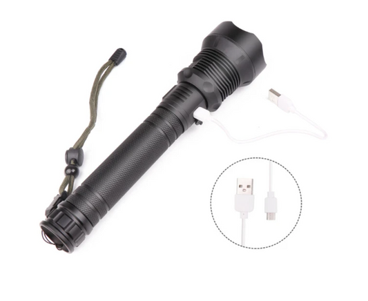 1282 LED 3 Mode USB Rechargeable Telescopic Zoom Flashlight