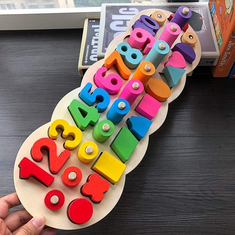 Wooden Educational Toy for Learning Shapes and Colours Count Game