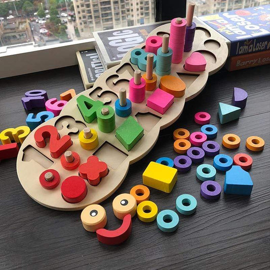 Wooden Educational Toy for Learning Shapes and Colours Count Game