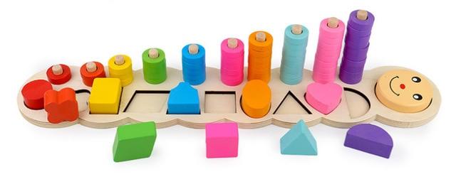 Wooden Educational Toy for Learning Shapes and Colours Count Game